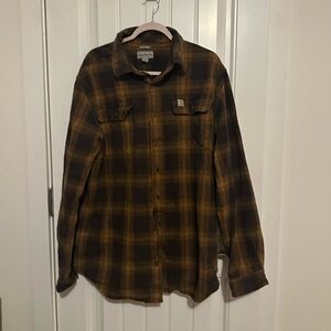 Carhartt Men's Flannel Long-Sleeve Plaid Shirt in the size Tall Large
